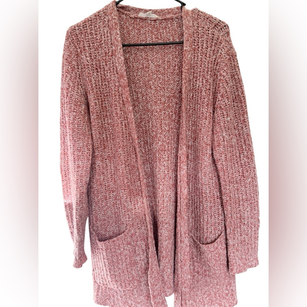 BB Dakota Open Front Cardigan Sweater Small Pink Cozy Knit